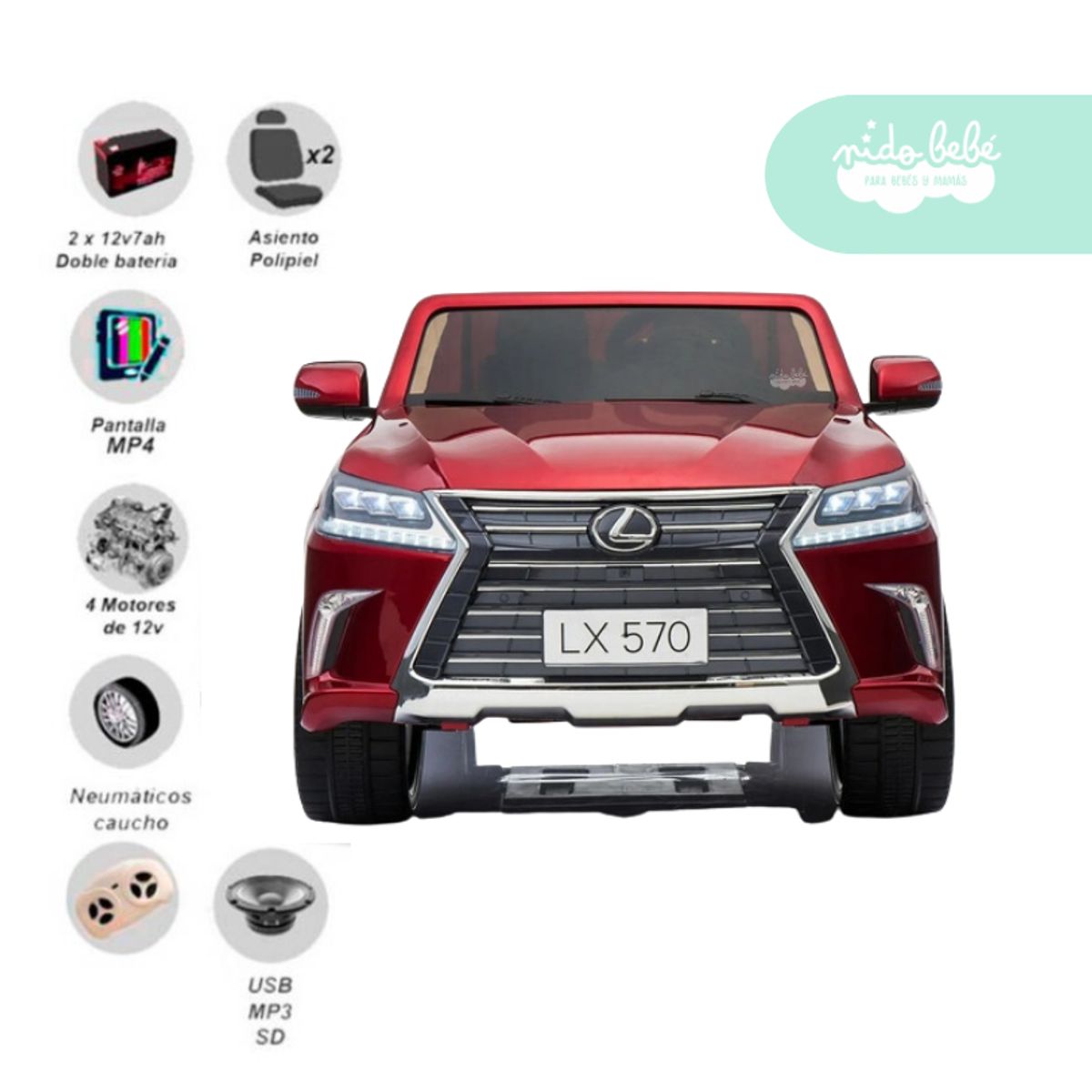 GENERICO - Carrito a Batería para niño Ford LEXUS LICENCED color Rojo