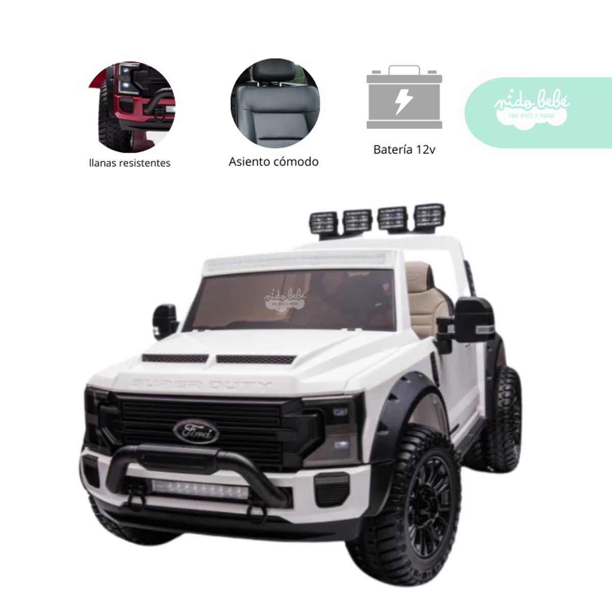 GENERICO - Carrito a Batería para niño Ford  color Blanco