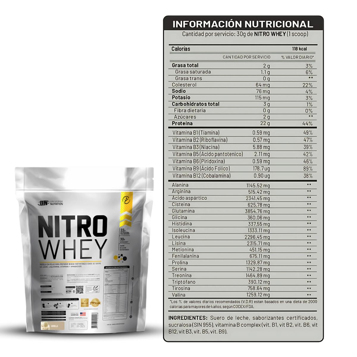 UNIVERSE NUTRITION - Nitro whey 3 Kg Proteína Whey Sabor Chocolate + Shaker