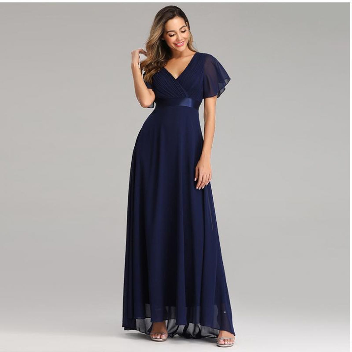 GENERICO - Vestido Largo, Cuello en V Corte Imperial  Vestido Kelly