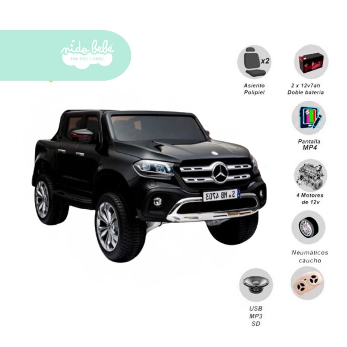 GENERICO - Carrito a Batería para niño Camioneta  X CLASS color Negro