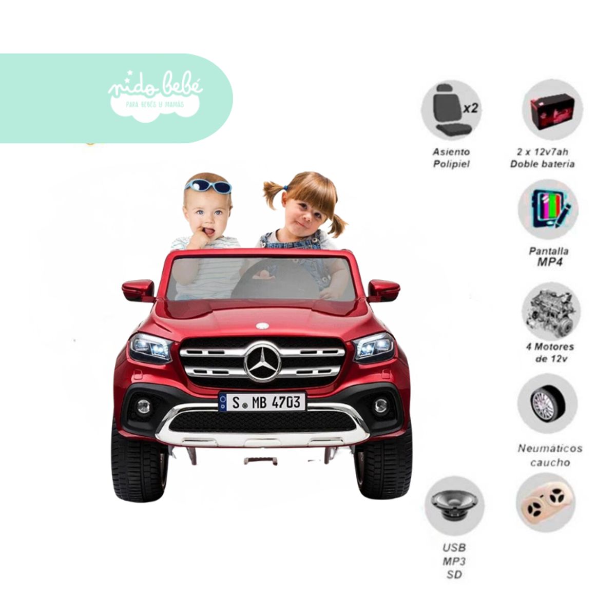 GENERICO - Carrito a Batería para niño Camioneta  X CLASS color Rojo