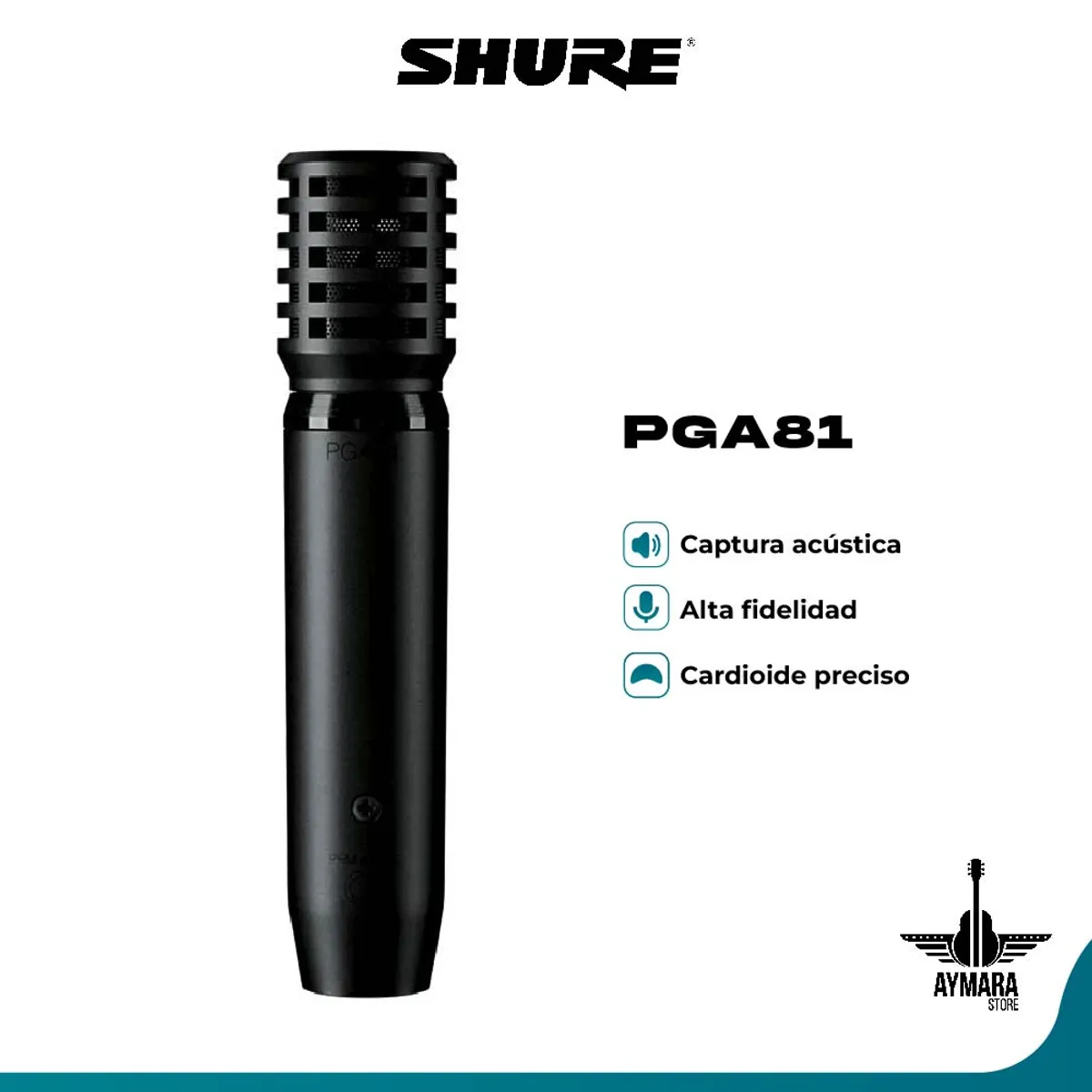 SHURE - Shure PGA81 Micrófono de Condensador de Diafragma Pequeño