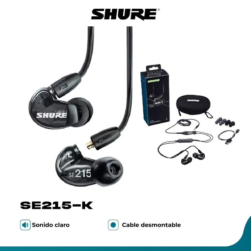 SHURE - Shure SE215-K Audifonos In-Ear Profesionales