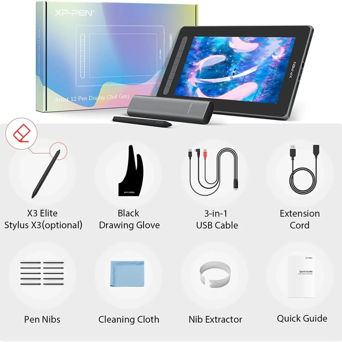 XP PEN - Tableta  de Dibujo  Xp-pen Artist 12 2da Generacion Chip X3 - Negro