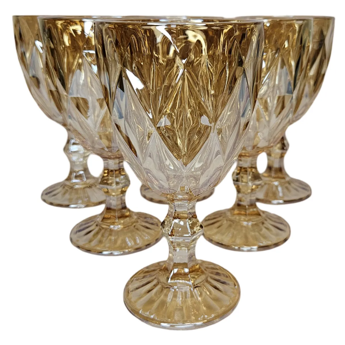 GENERICO - Copas de vino o agua vintage Dorado