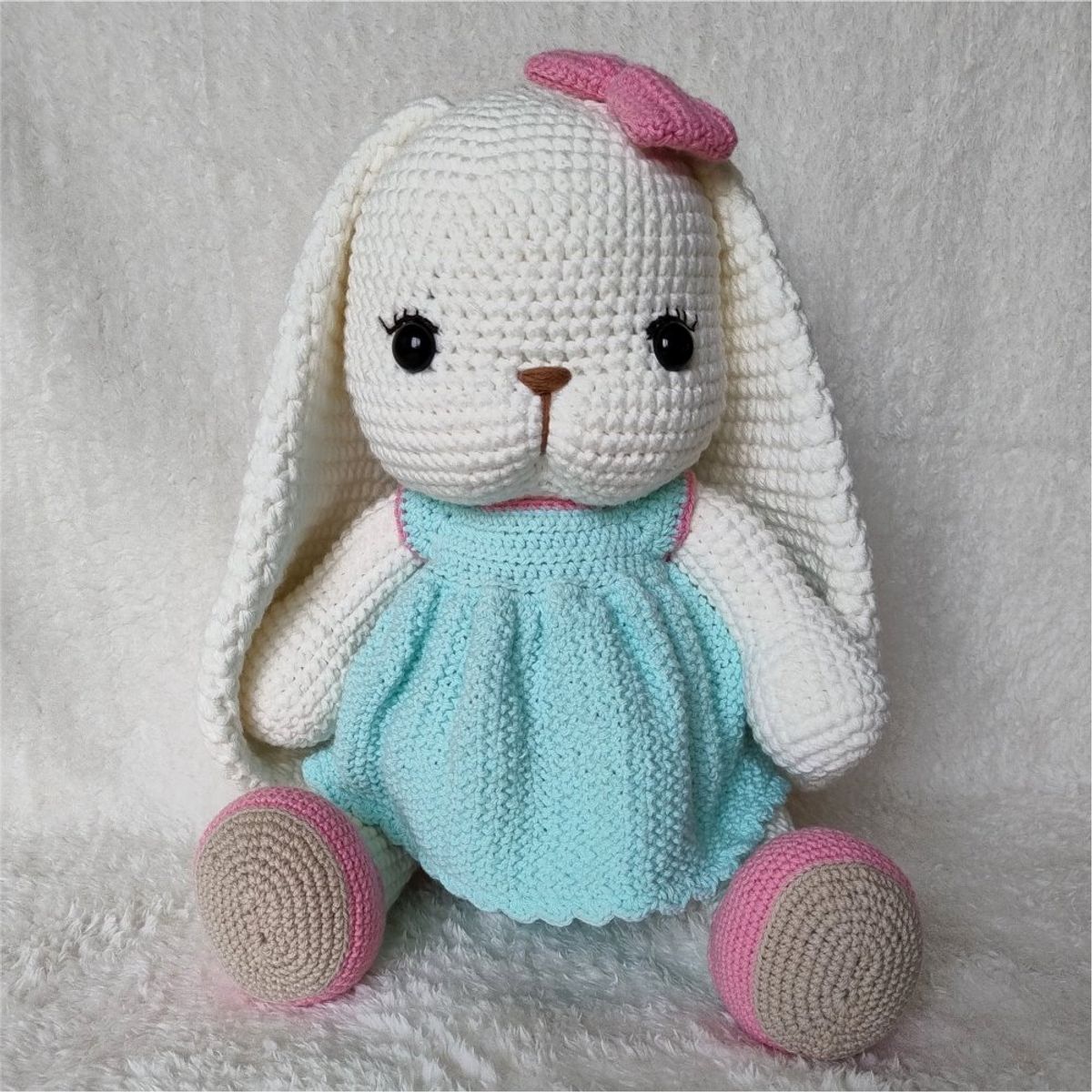GENERICO - Coneja blanca amigurumi 43cm - tejido peluche adorno
