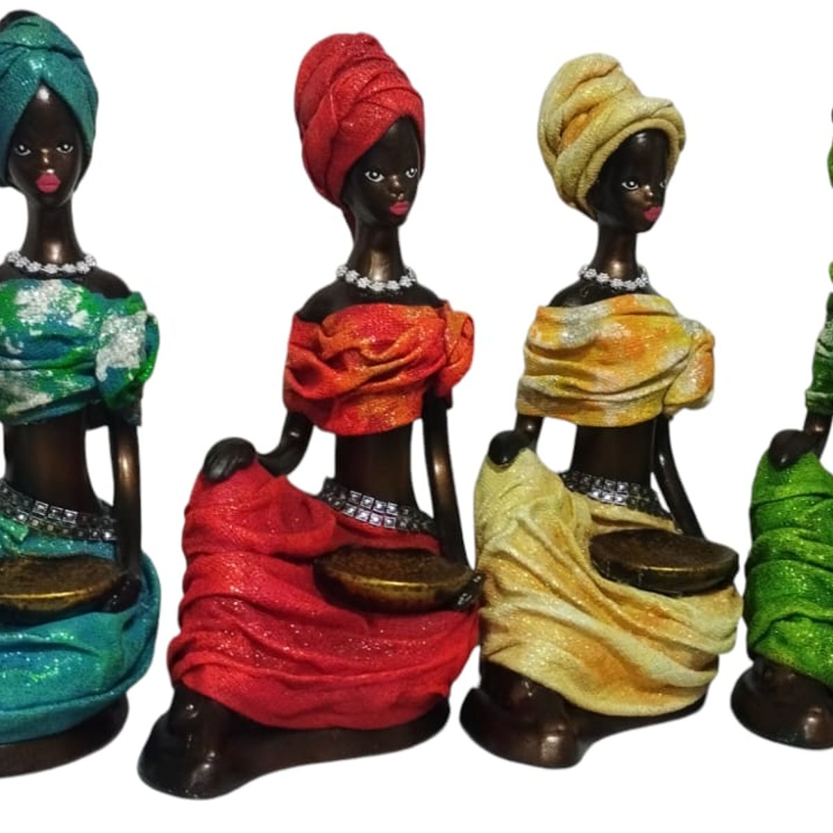 NACIONAL - Adornos Morenitas con Plato Porta Vela