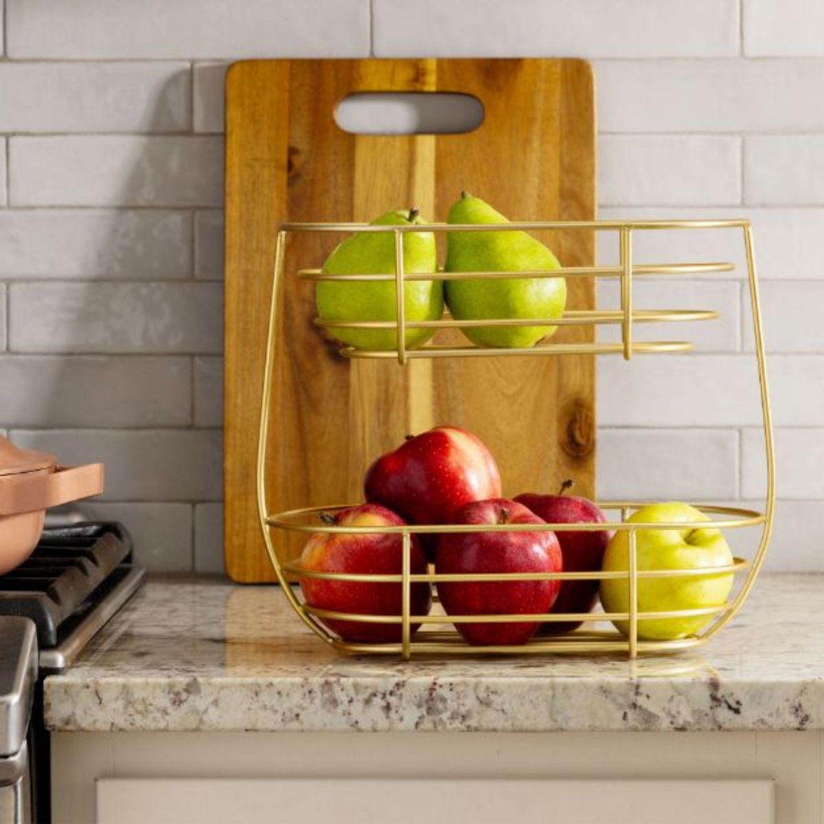 SPECTRUM - Frutero 2 niveles oval Spectrum Euro dorado