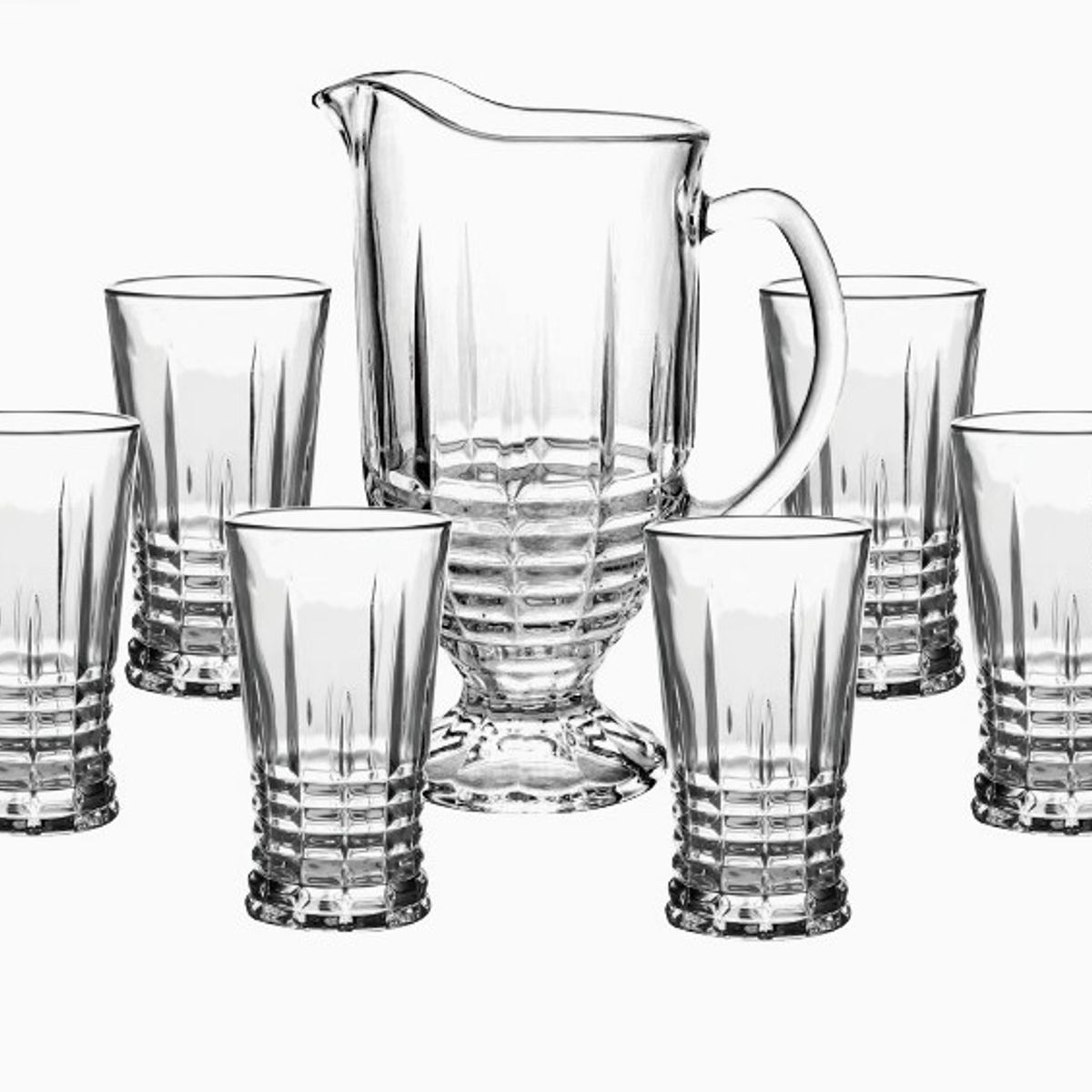 GENERICO - Set x 7 de Jarra y 6  Vasos Labrados