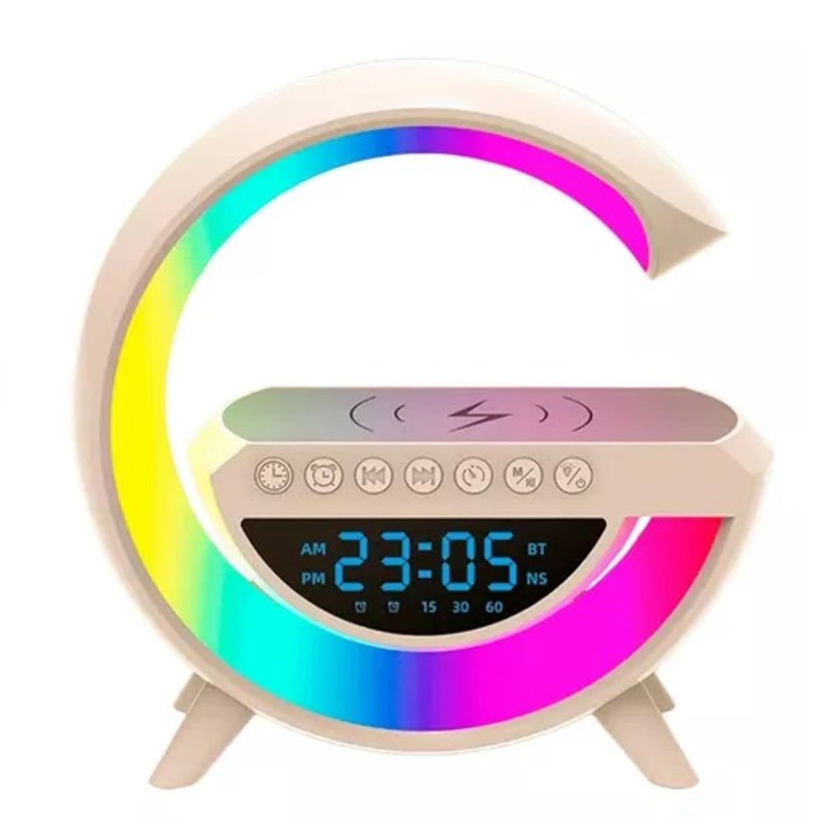 GENERICO - Parlante Lampara G Cargador Inalámbrico Reloj Color Blanco