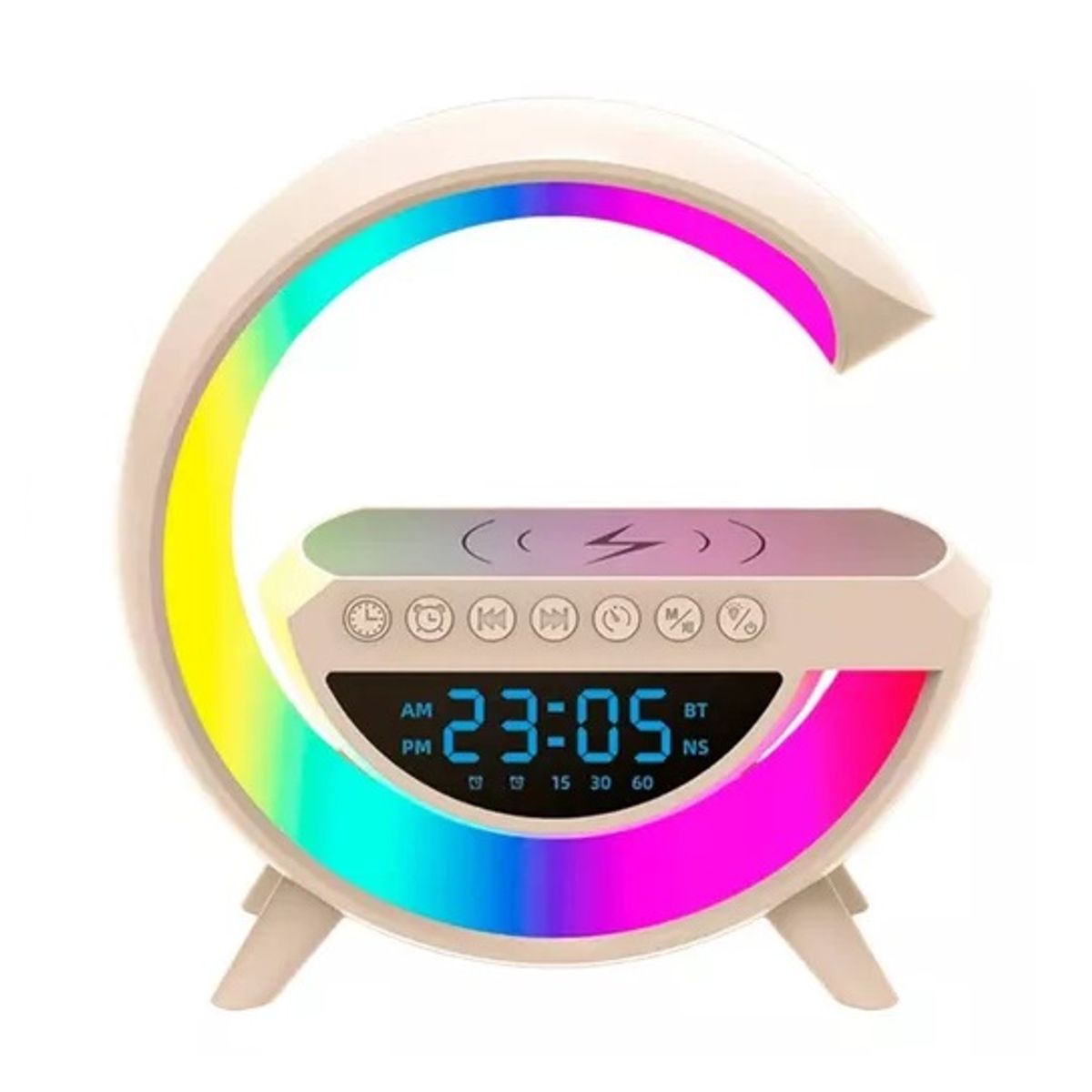 GENERICO - Parlante Lampara G Cargador Inalámbrico Reloj Color Blanco