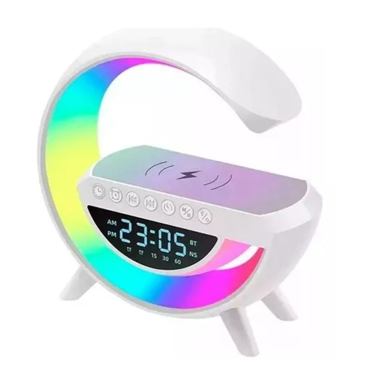 GENERICO - Parlante Lampara G Cargador Inalámbrico Reloj Color Blanco
