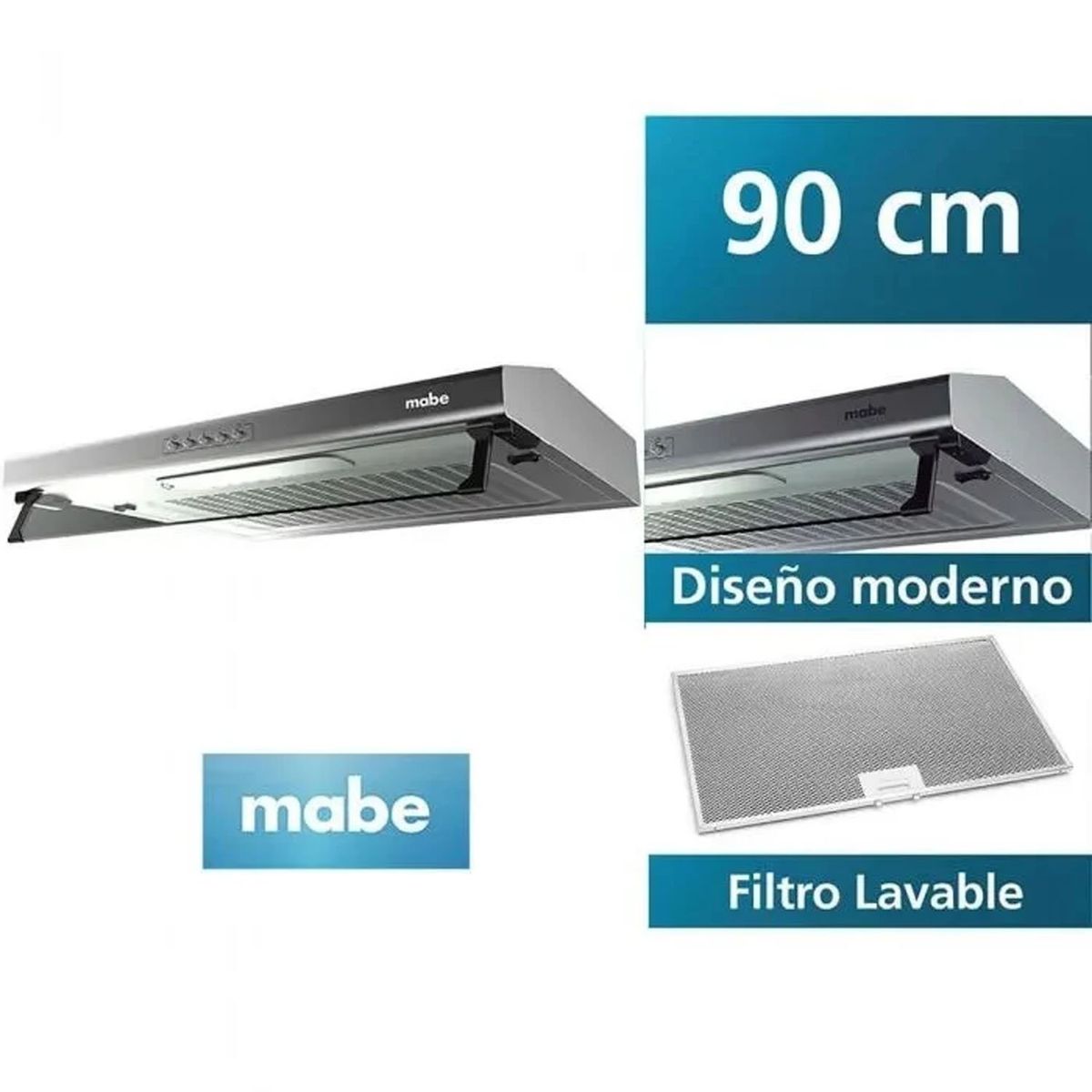 MABE - MABE CAMPANA EXTRACTORA 90 CM CMU9020PI0 INOX
