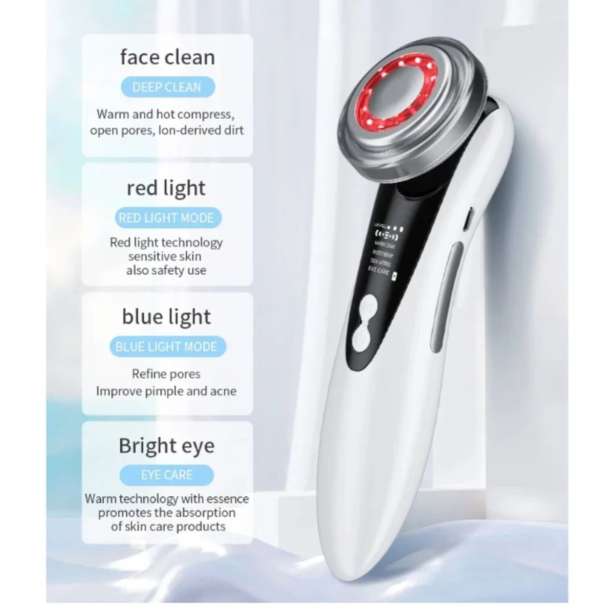 GENERICO - Dispositivo de Estiramiento facial Antiarrugas 4 en 1, Radiofrecuencia