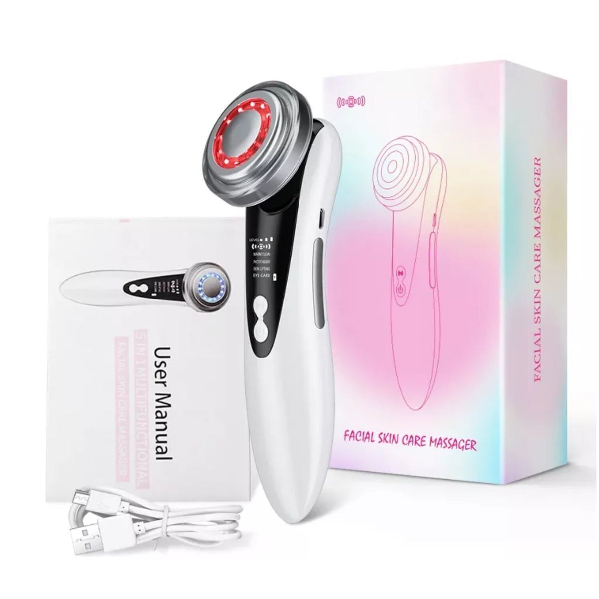 GENERICO - Dispositivo estiramiento Facial Antiarrugas 4 en 1, Radiofrecuencia