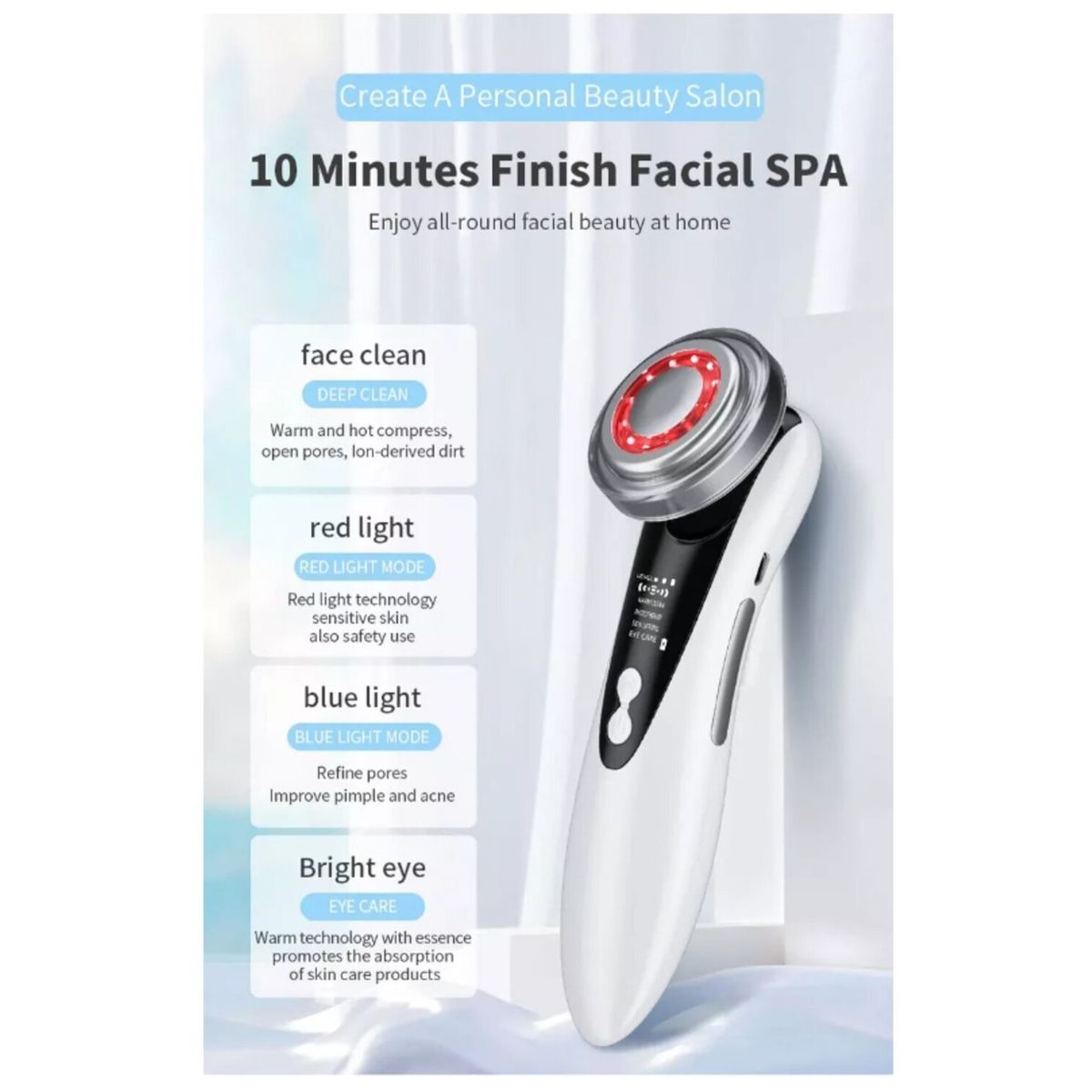 GENERICO - Dispositivo estiramiento Facial Antiarrugas 4 en 1, Radiofrecuencia