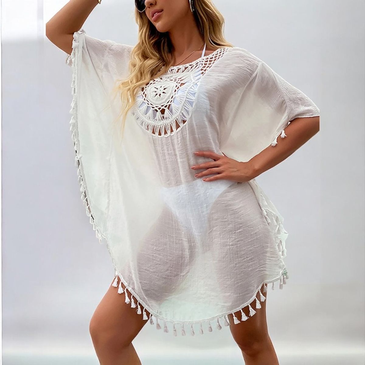 GENERICO - Kimono Gaza Importada Muercielago Color Blanco