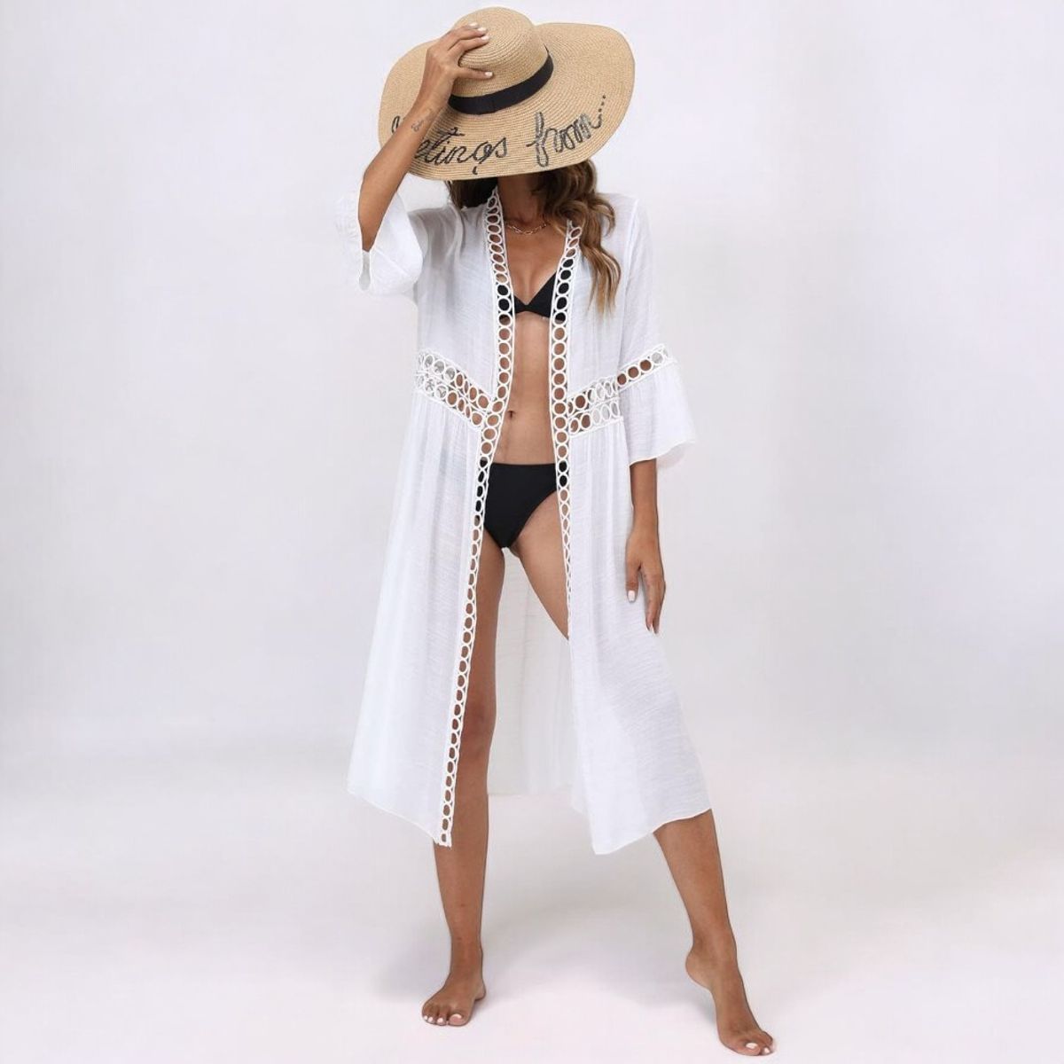 GENERICO - Kimono Princesa Manga 3 Cuartos Color Blanco