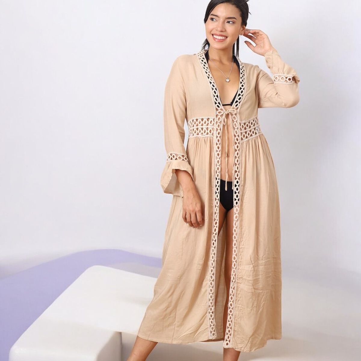 GENERICO - Kimono Princesa Manga Larga Color Beige