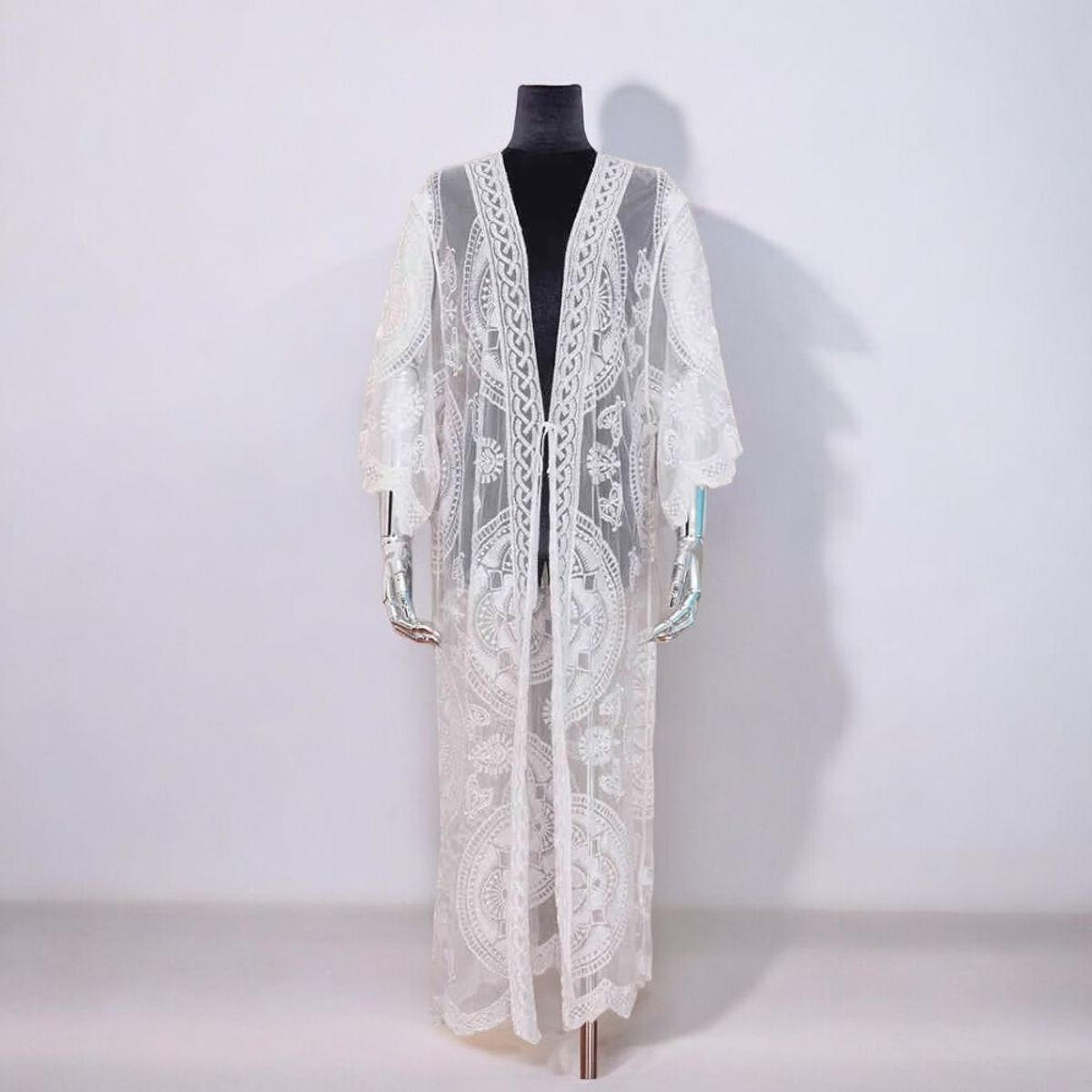 GENERICO - Kimono Tull Abierto Importado Sol Color Blanco