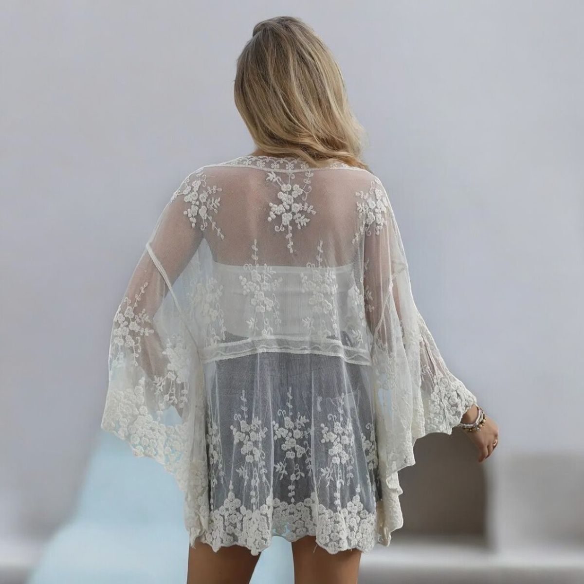 GENERICO - Kimono Tull Diseño Italian Color Blanco