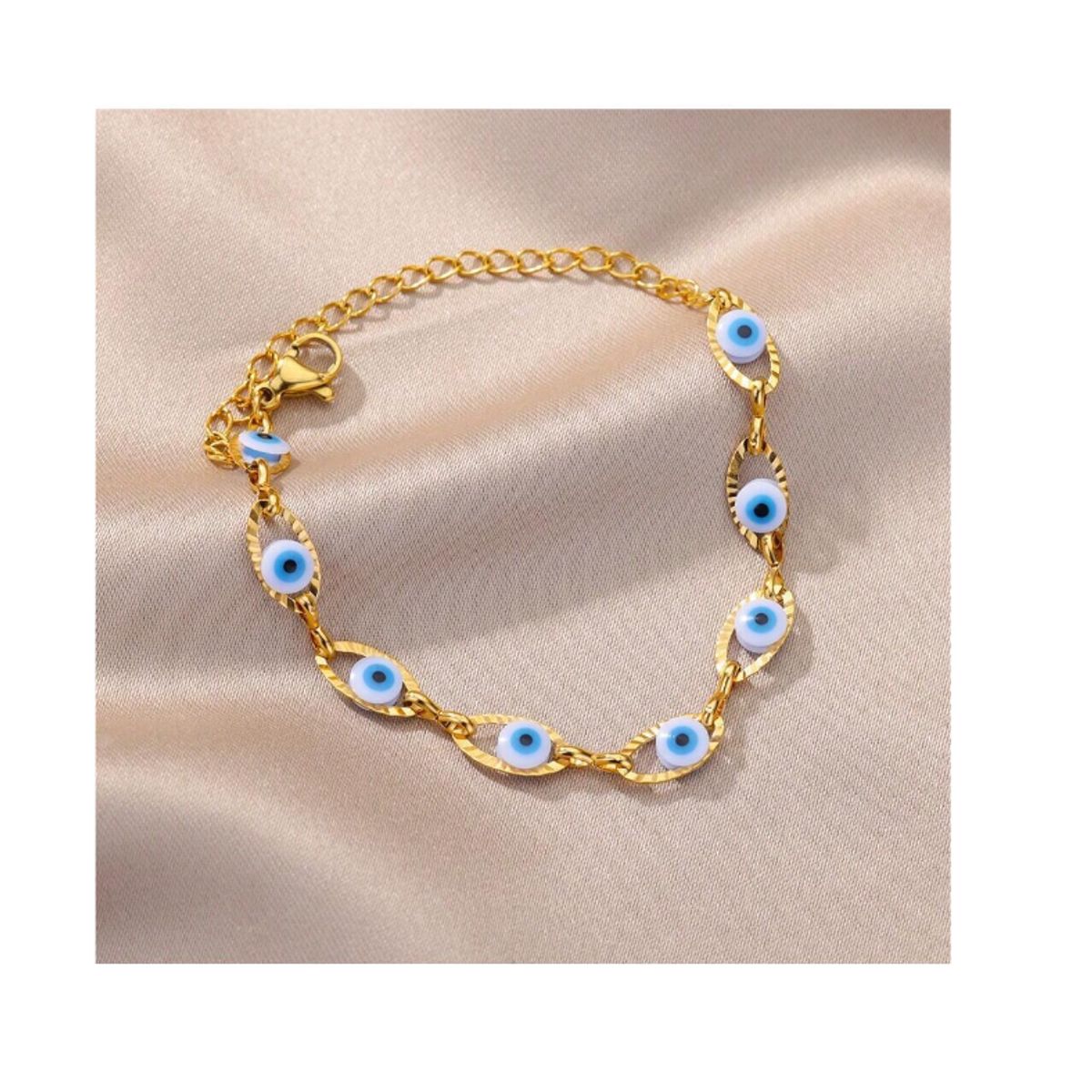 GENERICO - PULSERA DE OJITOS TURCOS ACERO INOXIDABLE