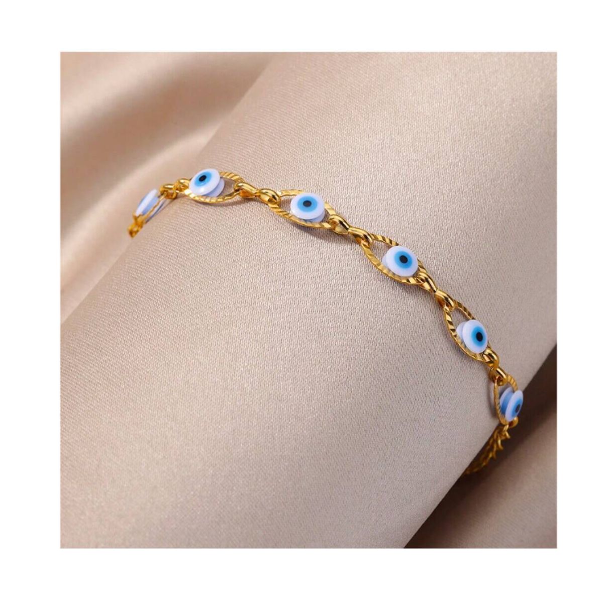 GENERICO - PULSERA DE OJITOS TURCOS ACERO INOXIDABLE