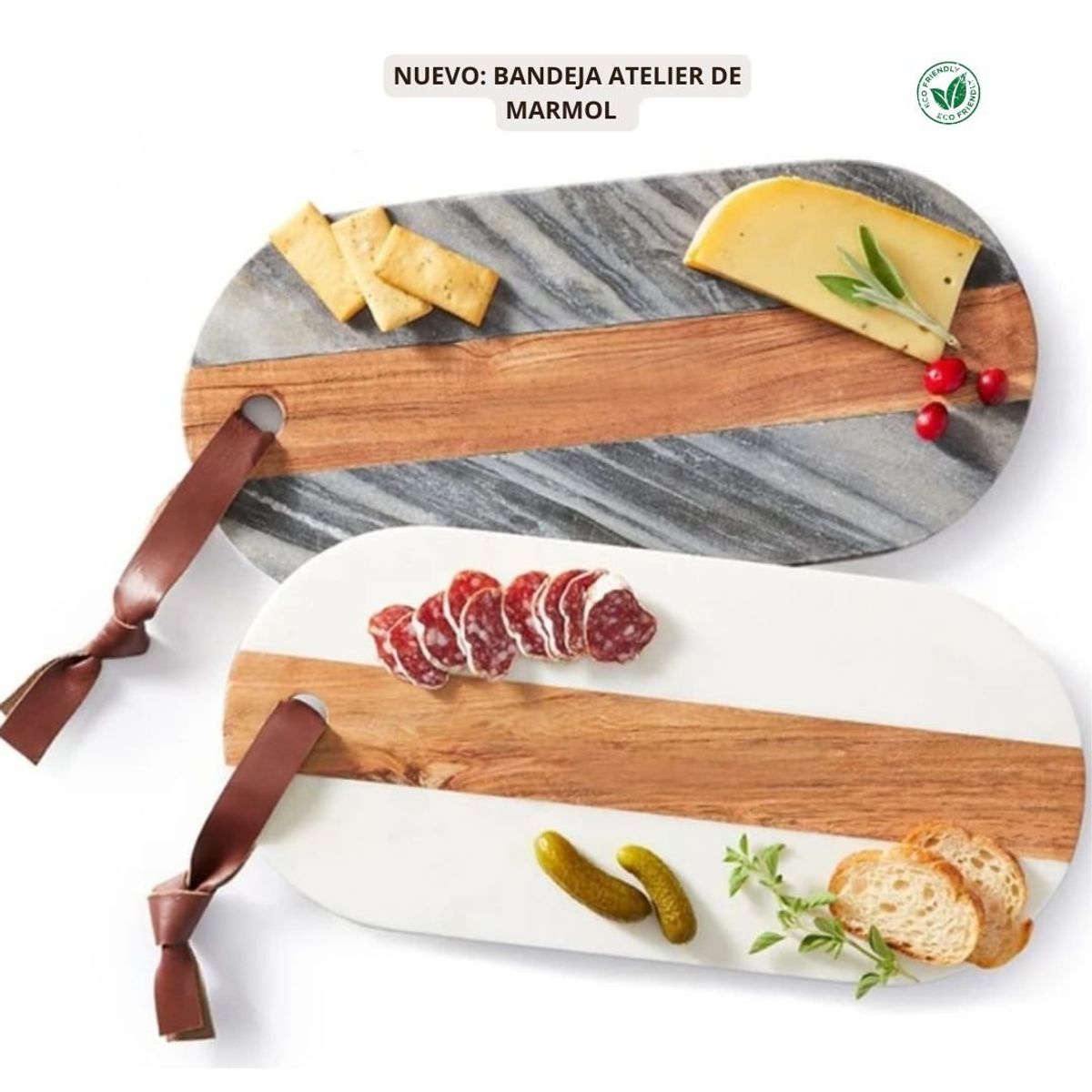 GENERICO - Tabla de Quesos & Charcuteria Bandeja Atelier en Mármol Blanco