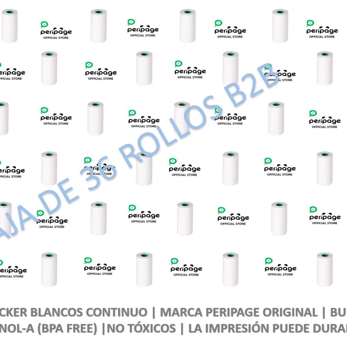PERIPAGE - 36 ROLLOS DE STICKERS PARA MINI IMPRESORA TÉRMICA