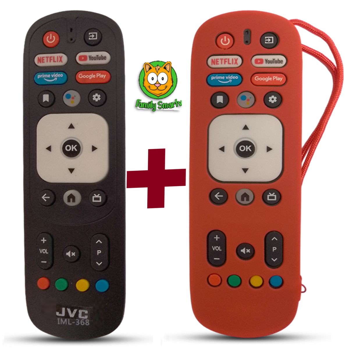 UNIVERSAL - Control Remoto para Jvc Smart Tv RM-C3287 + Funda Silicona Roja