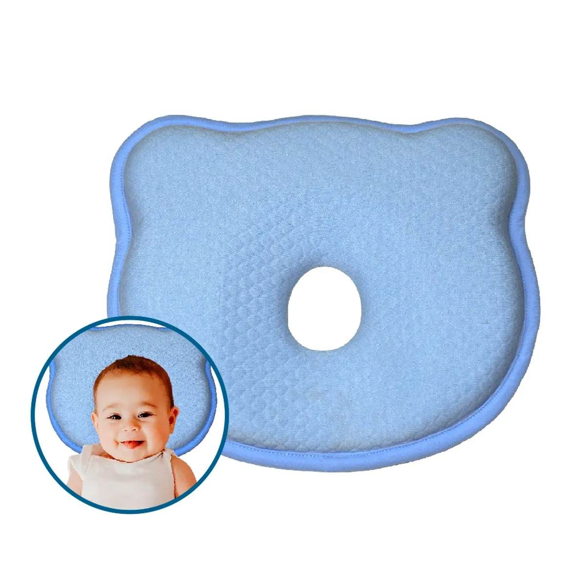 TERAFLEX - ALMOHADA BEBÉ MEMORY FOAM ANTI CABEZA PLANA CELESTE  TERAFLEX