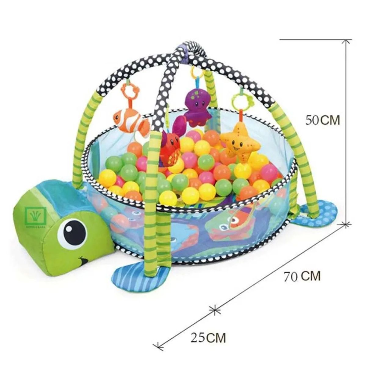 IDEAL - Gimnasio de Bebe Didáctico 3 en 1 con Pelotas Tortuga