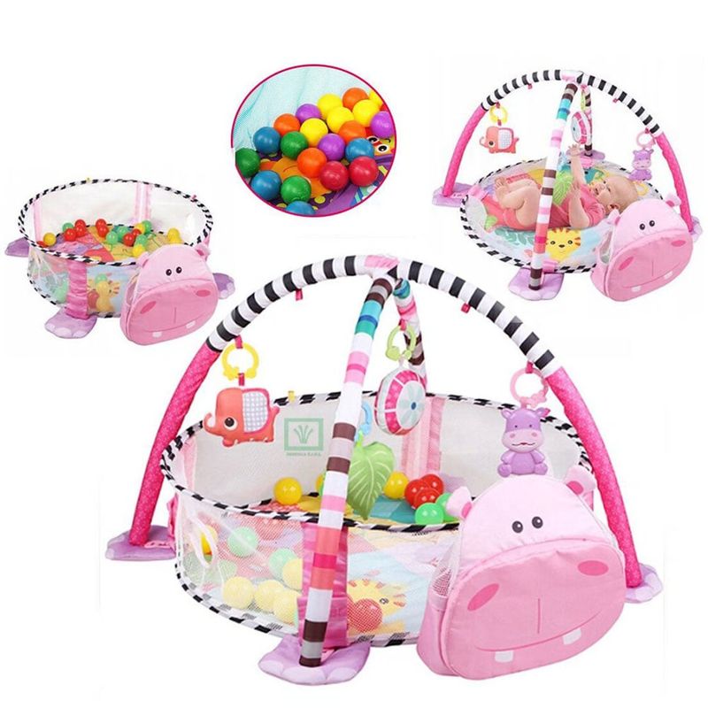 IDEAL - Gimnasio de Bebe Didáctico 3 en 1 con Pelotas Hipopotamo