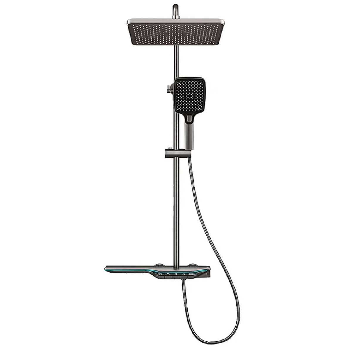 FRITECSA - Columna de Ducha Gris 5 Multichorros con teclas y pantalla Digital Led