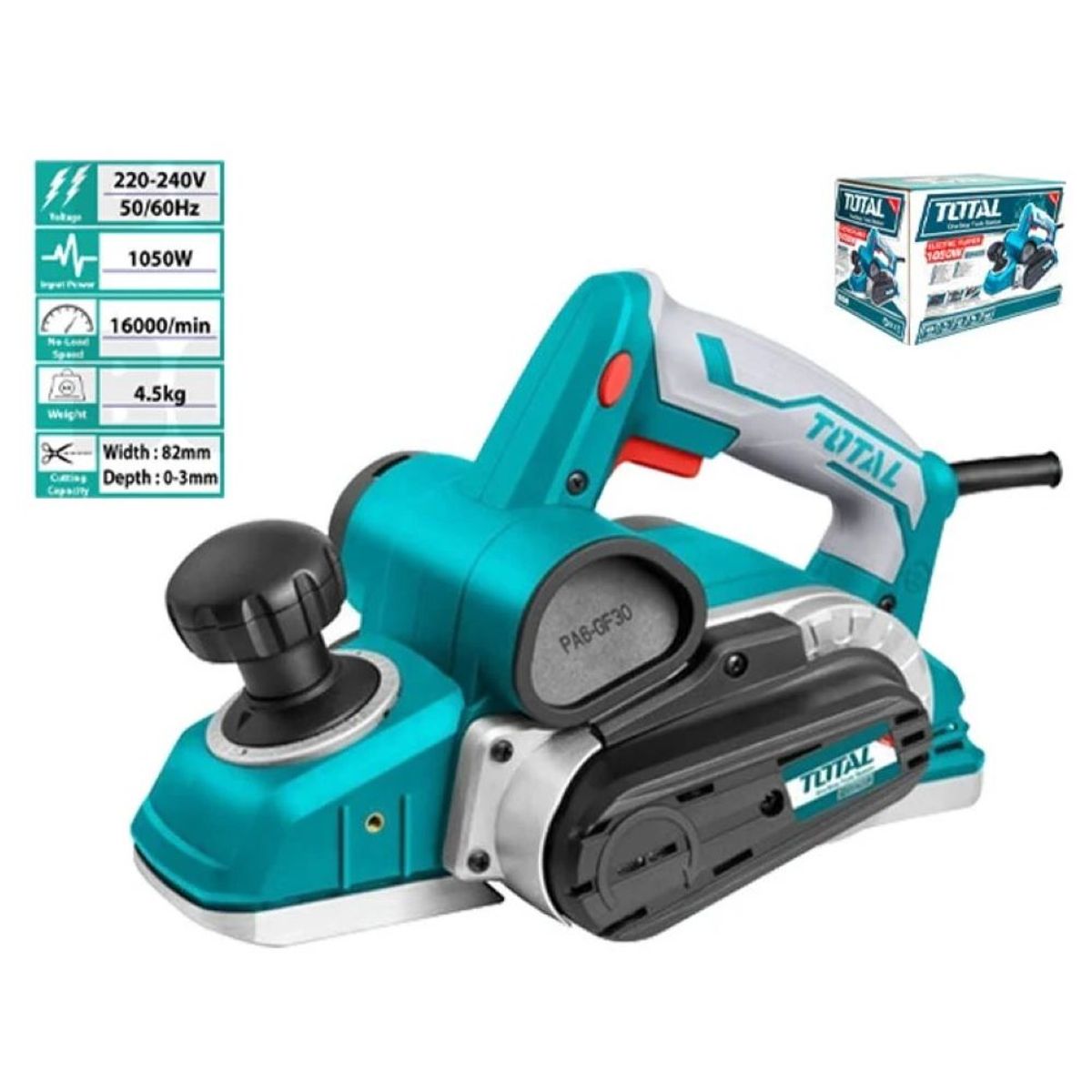 TOTAL TOOLS - CEPILLO ELÉCTRICO 1050W CARPINTERIO GARLOPA 82MM TOTAL-TL1108236