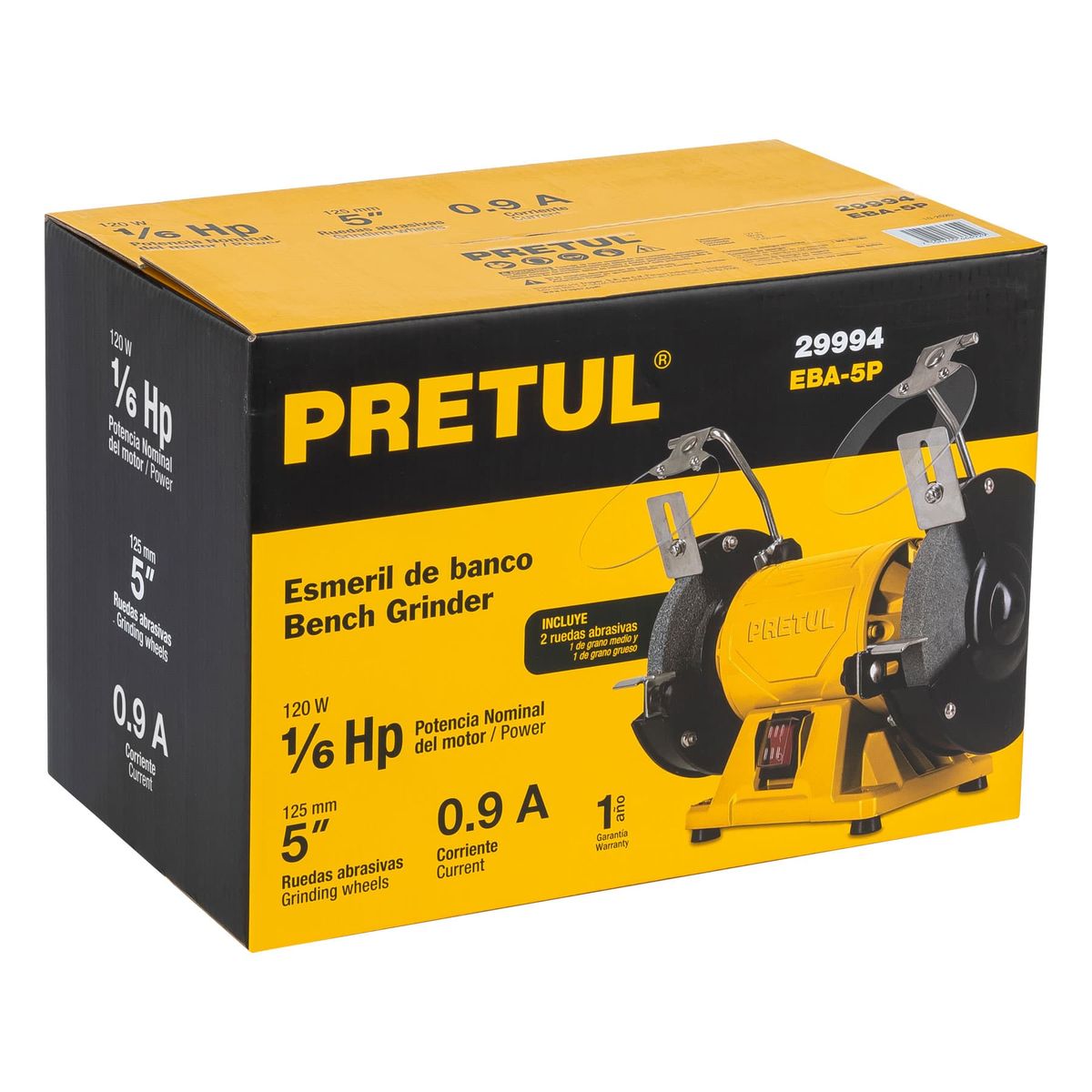 PRETUL - Esmeril de banco de 5 de 16 HP 120 W Pretul