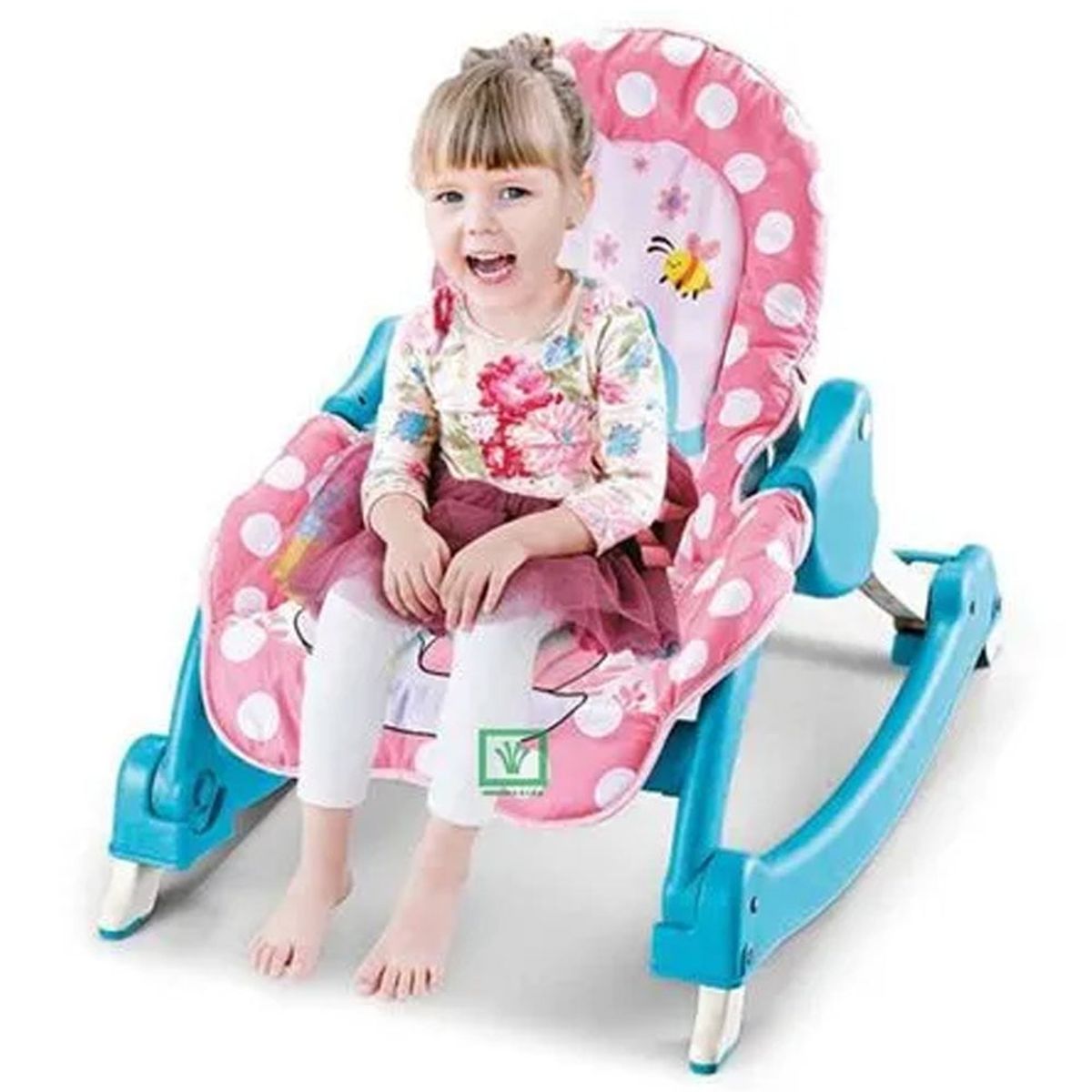 IDEAL BABY & KIDS - Silla de Comer Mecedora 3 en 1 Vibrador y Toys Rosado