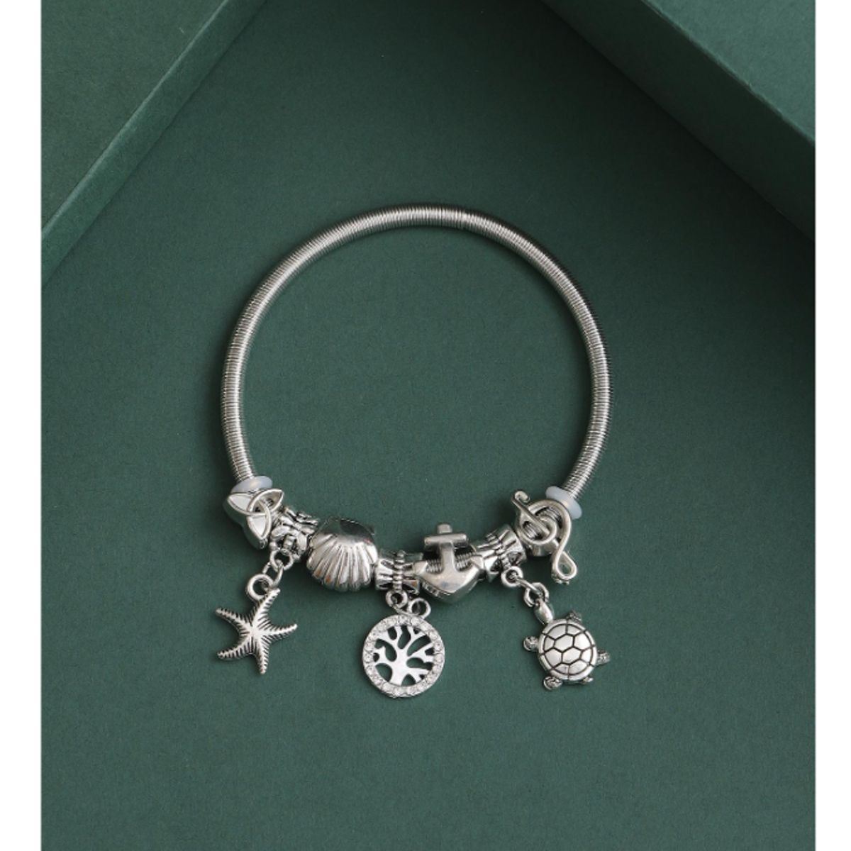 GENERICO - PULSERA TIPO PANDORA DE ACERO INOXIDABLE CON CHARMS MAR