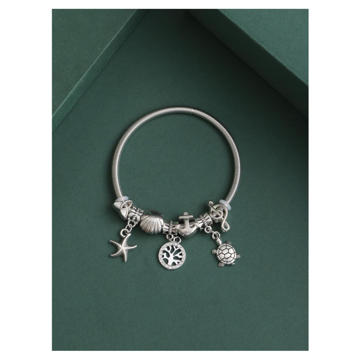 GENERICO - PULSERA TIPO PANDORA DE ACERO INOXIDABLE CON CHARMS MAR