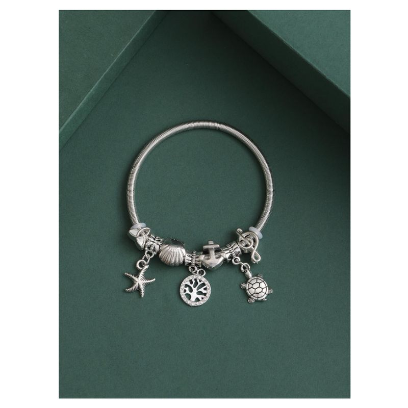 GENERICO - PULSERA TIPO PANDORA DE ACERO INOXIDABLE CON CHARMS MAR