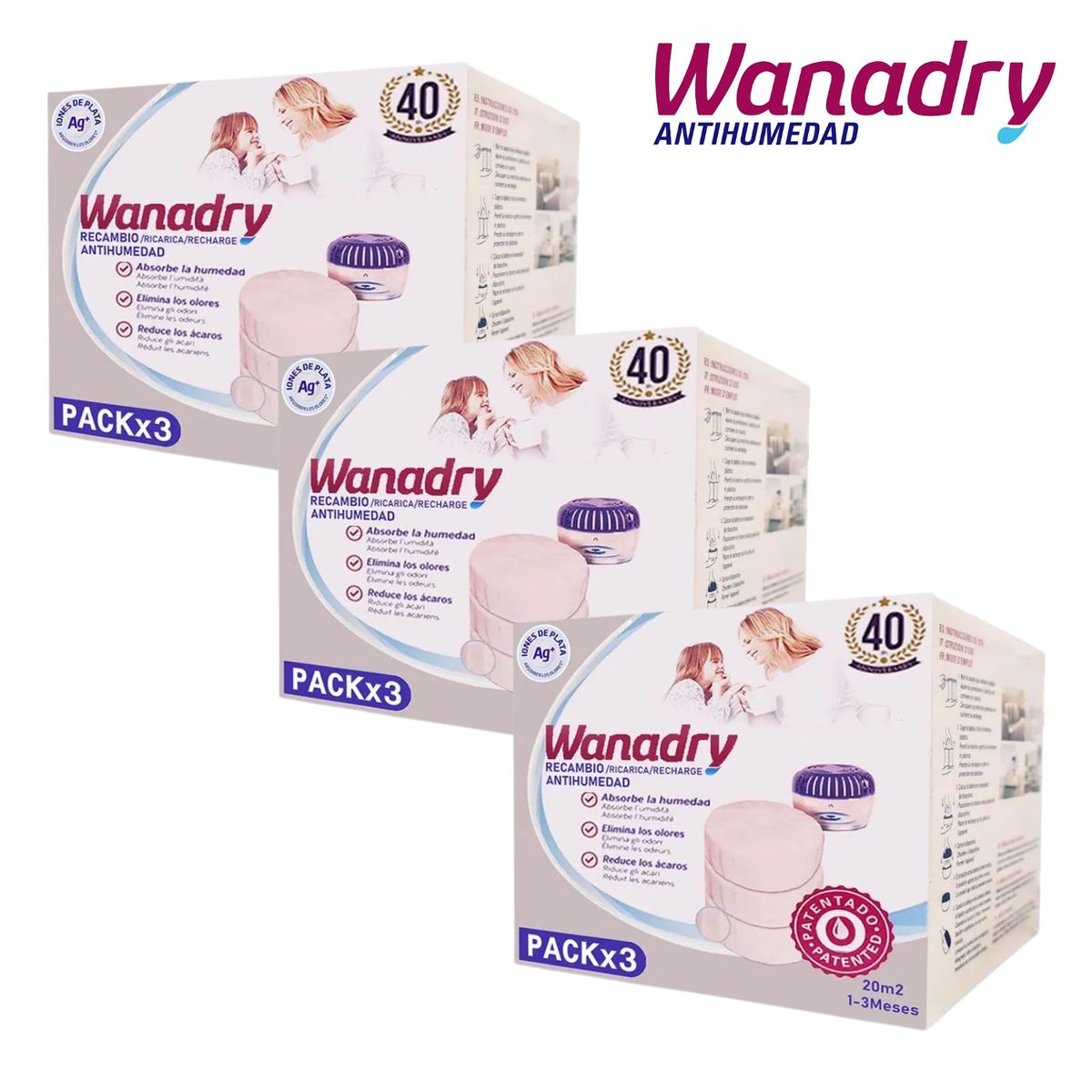 GENERICO - Repuesto antihumedad WANADRY pack x 9 Tabletas