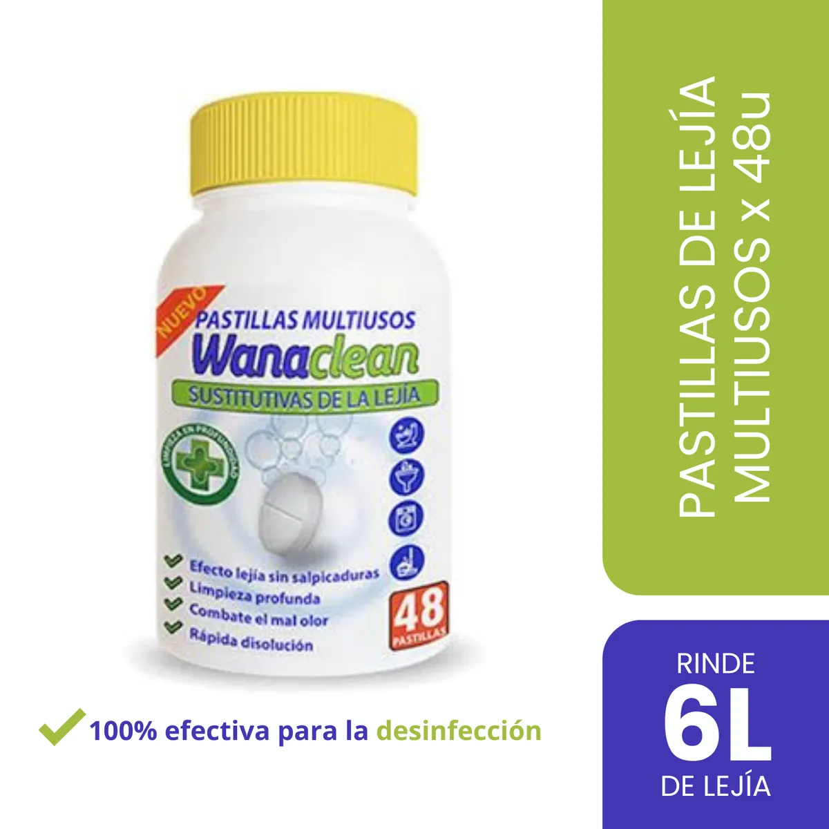 GENERICO - Lejía en pastillas WANACLEAN con cloro activo X 48U