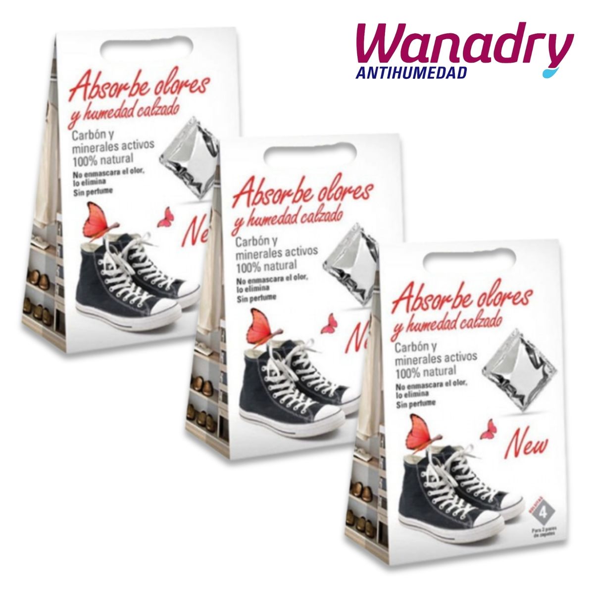 GENERICO - Absorbente de olores y humedad de calzado pack x 3 und