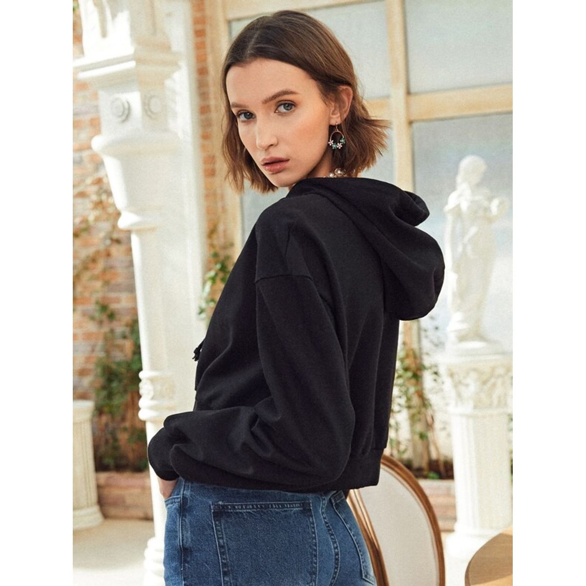 TAIS PRINCESS - Polera estampado diamante imitación con capucha