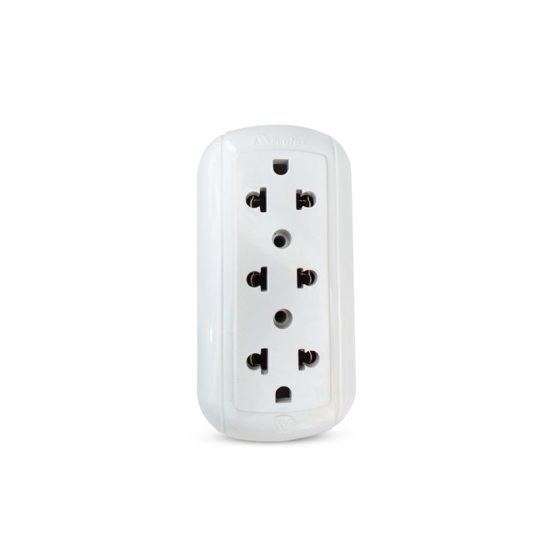 GENERICO - TOMACORRIENTES TRIPLES ADOSABLES UNIVERSALES  16A  250V MARFIL