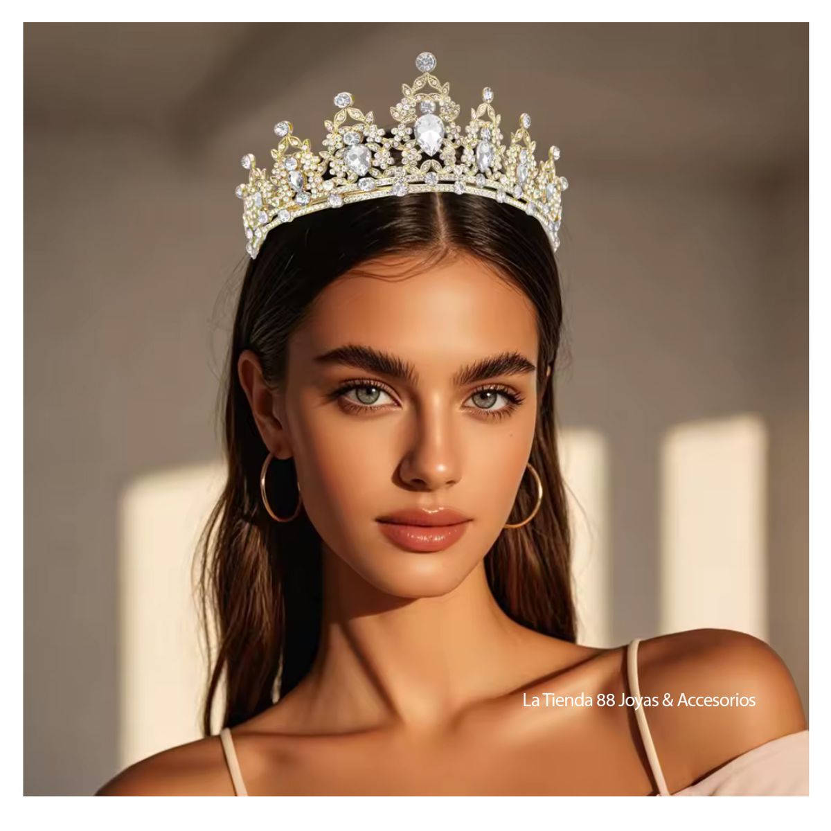 LA TIENDA 88 JOYAS Y ACCESORIOS - La Tienda 88 - Set Conjunto Corona Tiara collar y aretes - Tornasol
