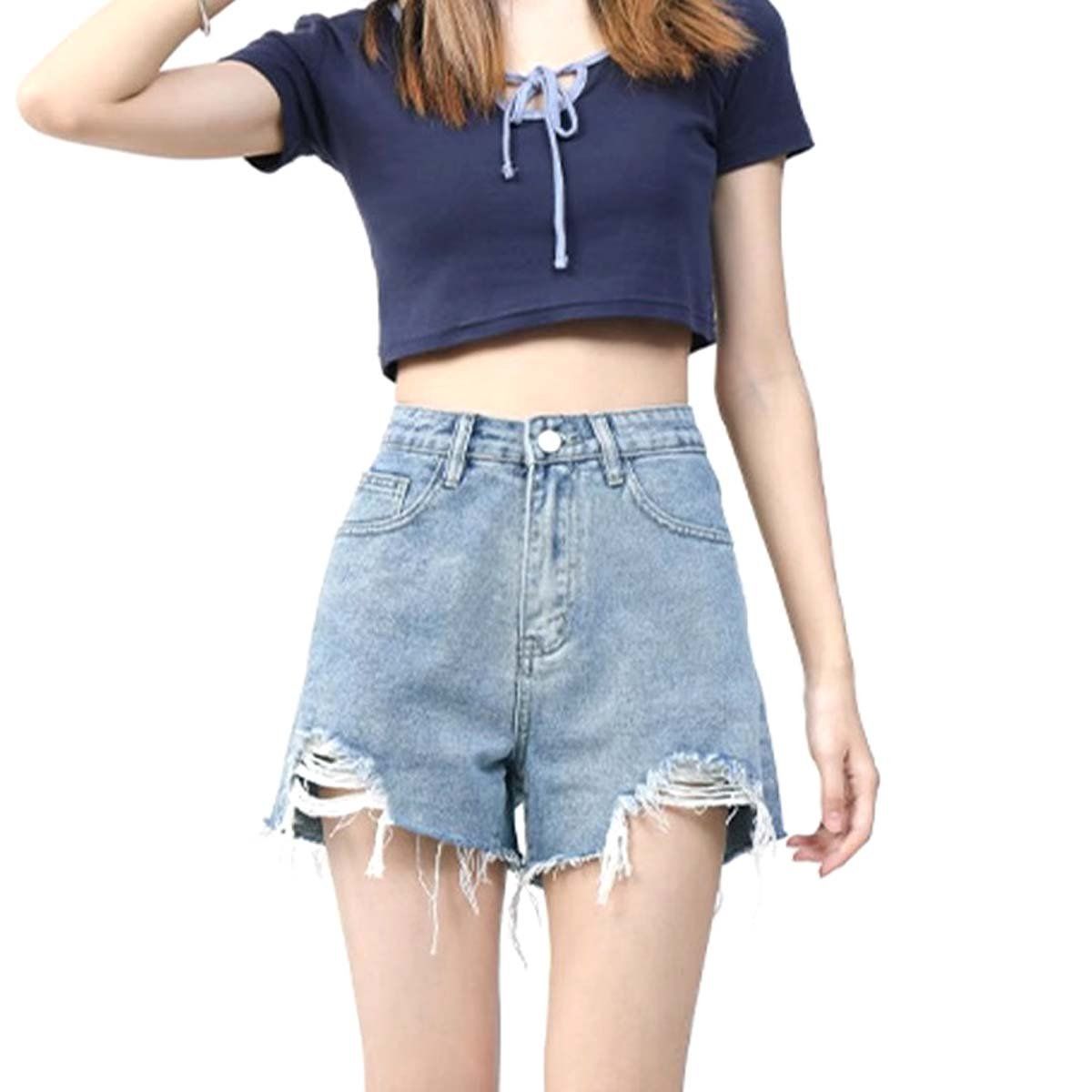 BAALATHKKO5 - Pantalones Cortos De Mezclilla Elásticos Para Mujer