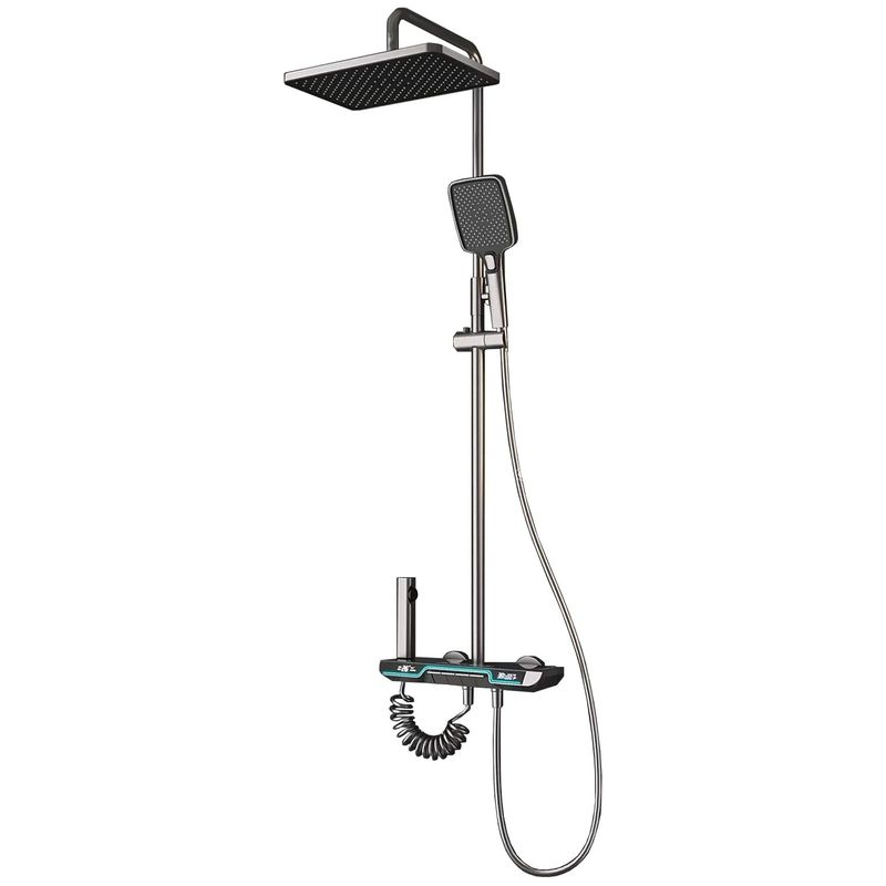 FRITECSA - Columna de Ducha Gris 5 Multichorros con teclas y pantalla Digital Led