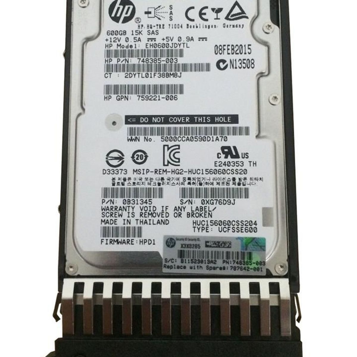 HP - Disco duro HPE J9F42A 600GB SAS 6.0 7200 RPM SFF SC2 5